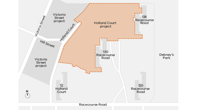 Site map of Holland Court, Flemington